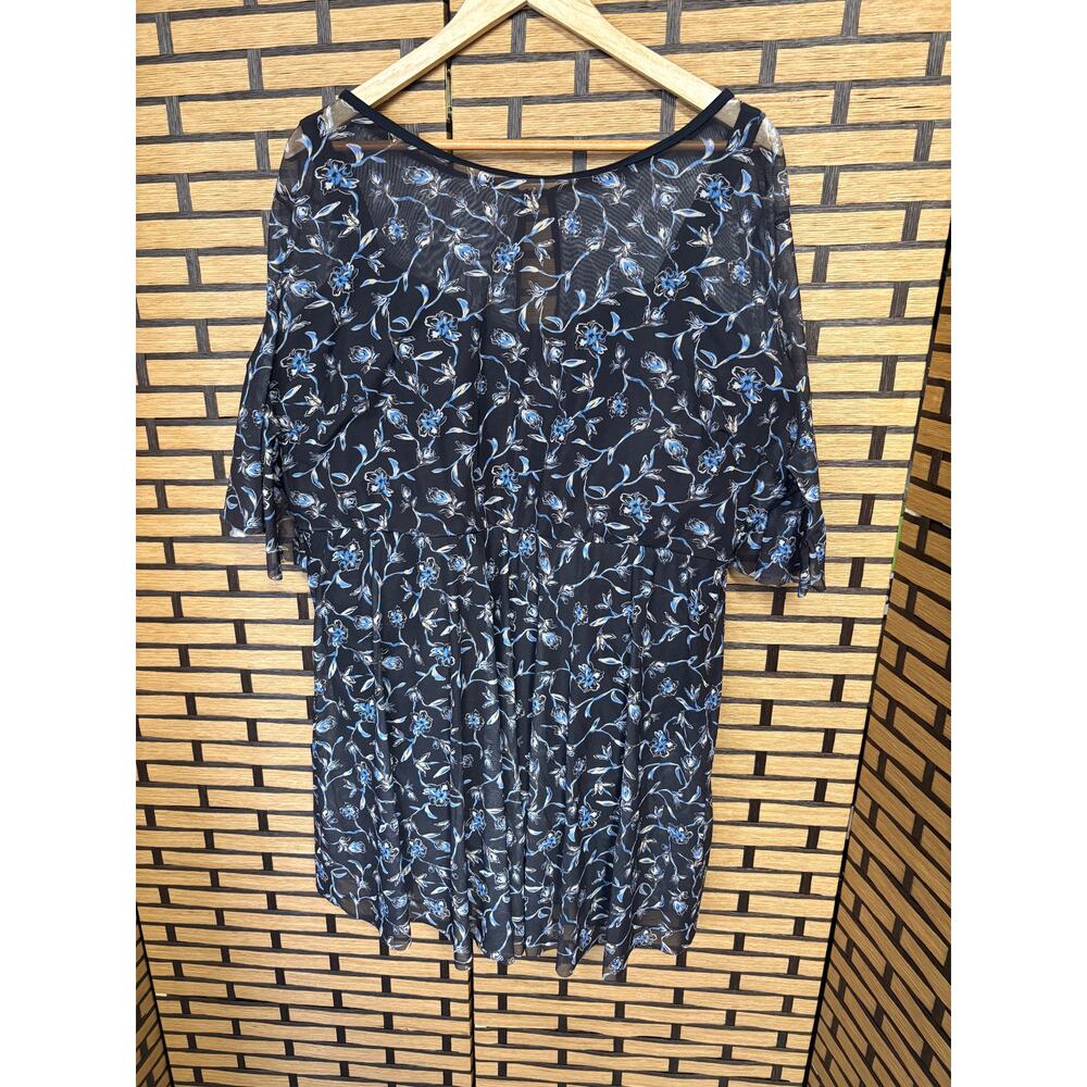BLOOMCHIC‎ Black And Blue Floral Mesh Swimdress Size 26